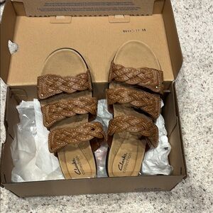 Clarks Brown Braided Sandals